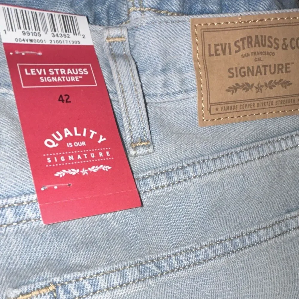 Levis Strauss Signature Men's Big and Tall Classic Denim Shorts, Size 42, Blue